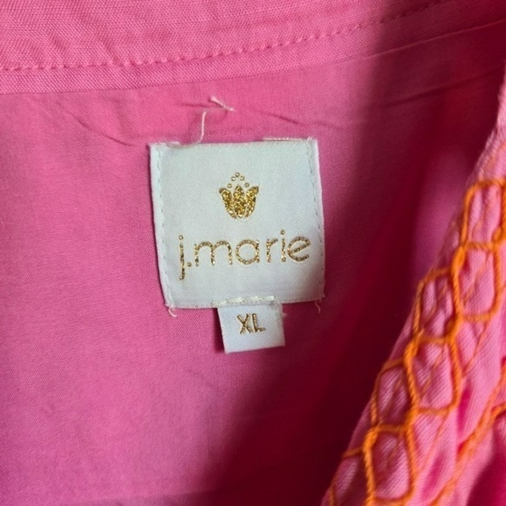 J. Marie NEW Calli Pink Orange Embroidered Tiered Midi Sun Dress SZ XL Coquette - Picture 11 of 13